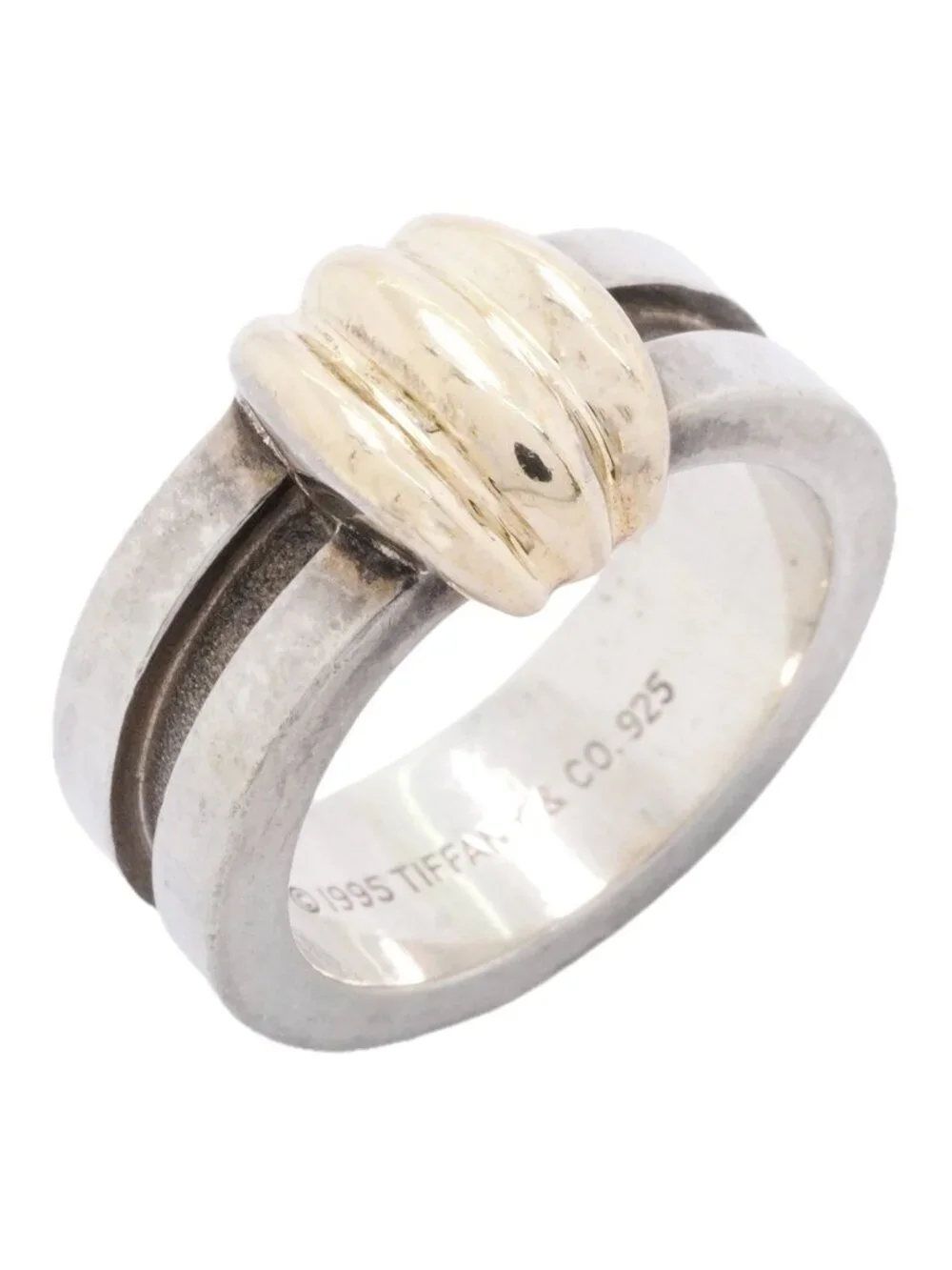 Tiffany & Co Ring Groove with 18K Yellow Gold 925 Sterling Silver